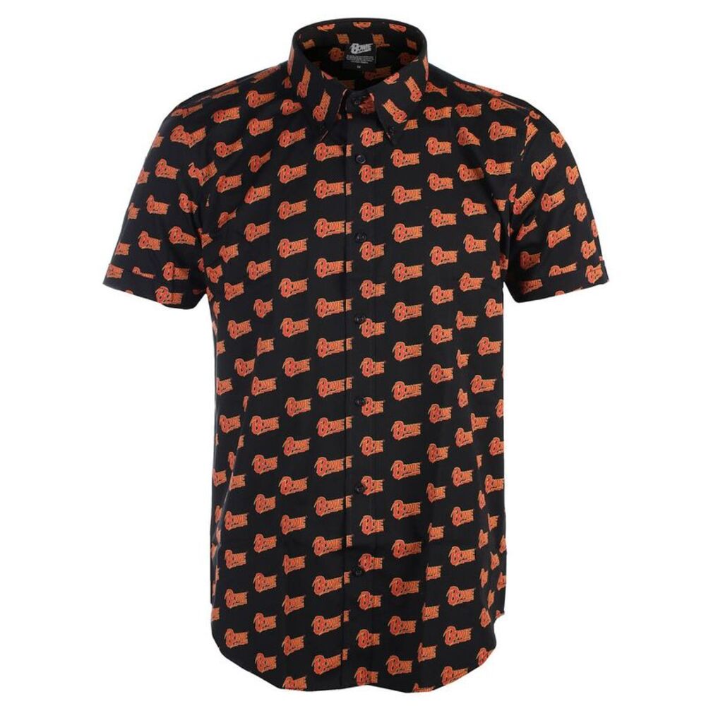 David Bowie Unisex Adult All Over Logo Shirt / Black